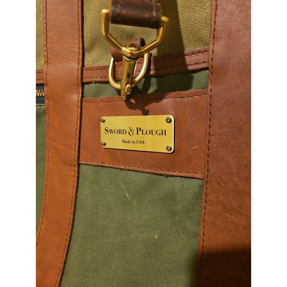Sword & Plough Green Canvas And Leather Signature Tote Bag, Made In USA - Picture 2 of 11